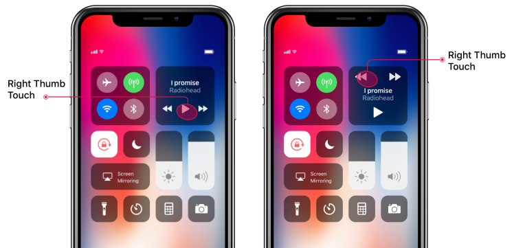 Left: iOS 11/12 - Right: Concept Solution 1